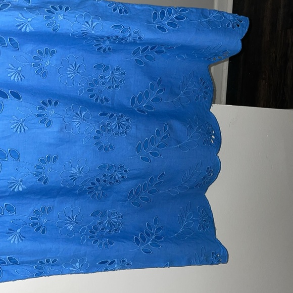 Ann Taylor Eyelet Scalloped Shift Dress - Blue - Sz 14 - Picture 4 of 6